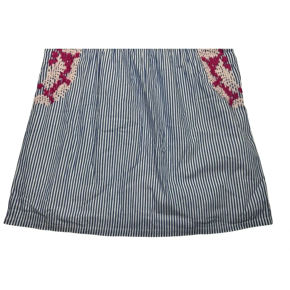 J MARIE Embroidered Top‎ Tunic Fuschia Pink Blue Pinstripes Sleeveless Floral XS - Picture 3 of 13